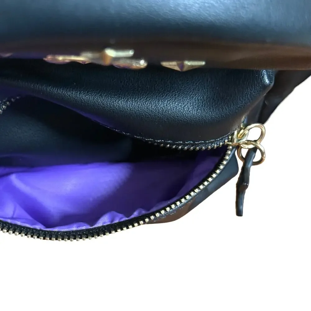 Anna Sui Black Star‎ Stud Mini Backpack Goth Y2K Compact Zip Bag Chic Women